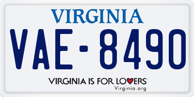 VA license plate VAE8490