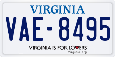 VA license plate VAE8495
