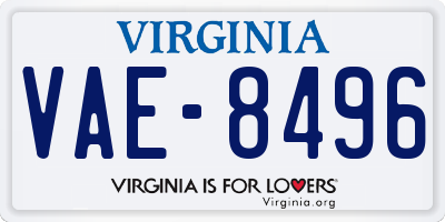 VA license plate VAE8496