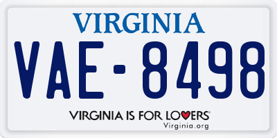 VA license plate VAE8498
