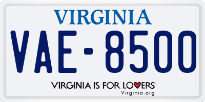 VA license plate VAE8500