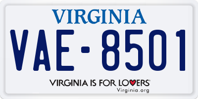 VA license plate VAE8501
