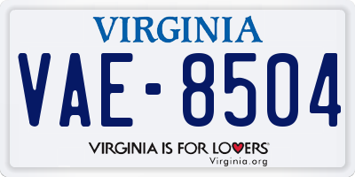 VA license plate VAE8504