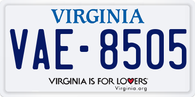 VA license plate VAE8505