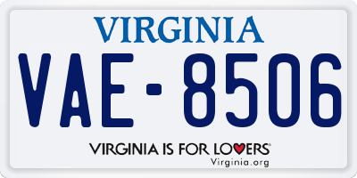 VA license plate VAE8506