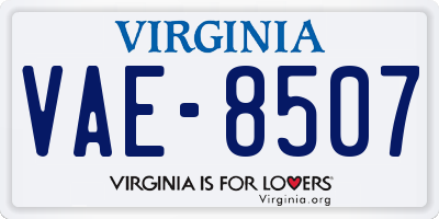 VA license plate VAE8507