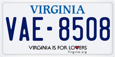 VA license plate VAE8508