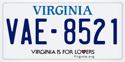 VA license plate VAE8521
