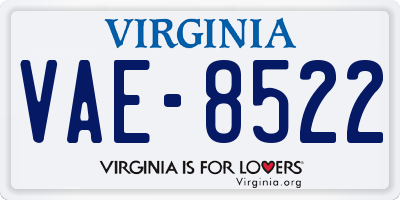VA license plate VAE8522