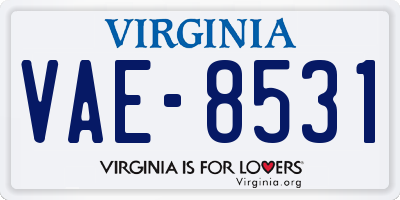 VA license plate VAE8531