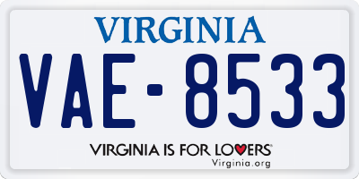 VA license plate VAE8533