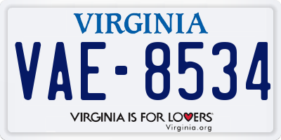 VA license plate VAE8534