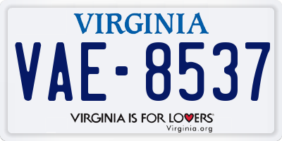 VA license plate VAE8537