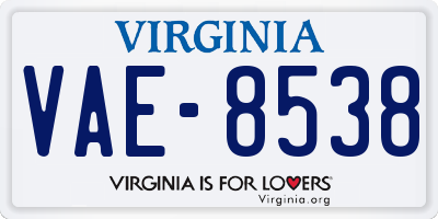 VA license plate VAE8538