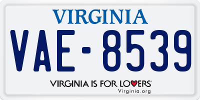 VA license plate VAE8539
