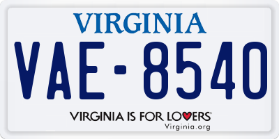VA license plate VAE8540