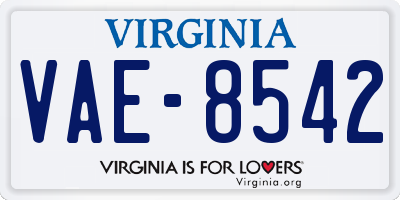 VA license plate VAE8542