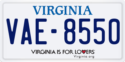 VA license plate VAE8550