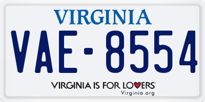 VA license plate VAE8554