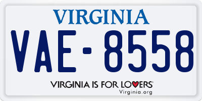 VA license plate VAE8558