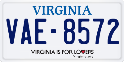 VA license plate VAE8572