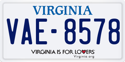 VA license plate VAE8578