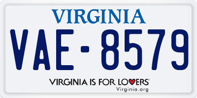 VA license plate VAE8579