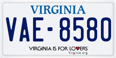 VA license plate VAE8580