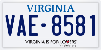 VA license plate VAE8581