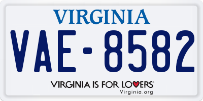VA license plate VAE8582
