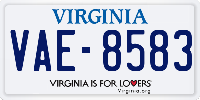 VA license plate VAE8583