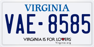 VA license plate VAE8585