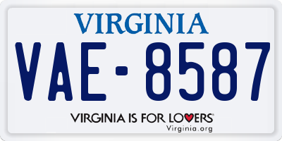 VA license plate VAE8587