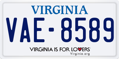 VA license plate VAE8589