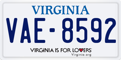VA license plate VAE8592