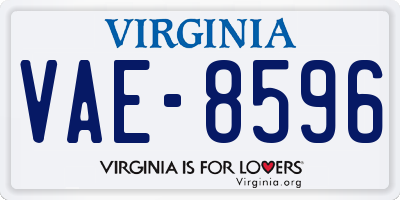 VA license plate VAE8596