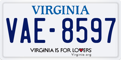 VA license plate VAE8597