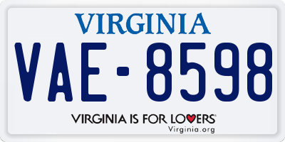 VA license plate VAE8598