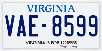 VA license plate VAE8599