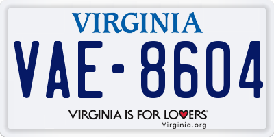 VA license plate VAE8604