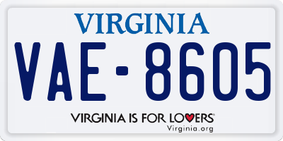 VA license plate VAE8605