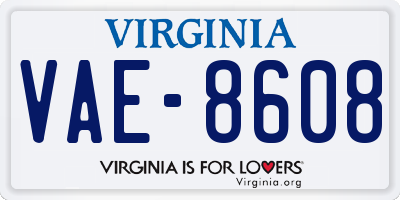 VA license plate VAE8608