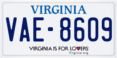 VA license plate VAE8609