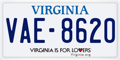 VA license plate VAE8620