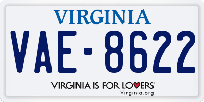 VA license plate VAE8622