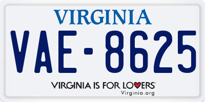 VA license plate VAE8625
