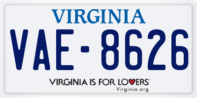 VA license plate VAE8626