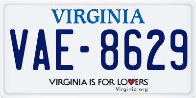 VA license plate VAE8629