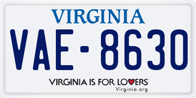 VA license plate VAE8630