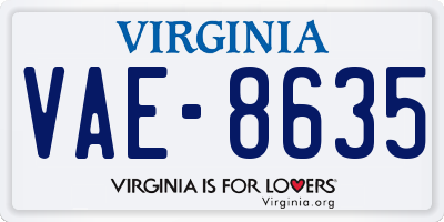 VA license plate VAE8635